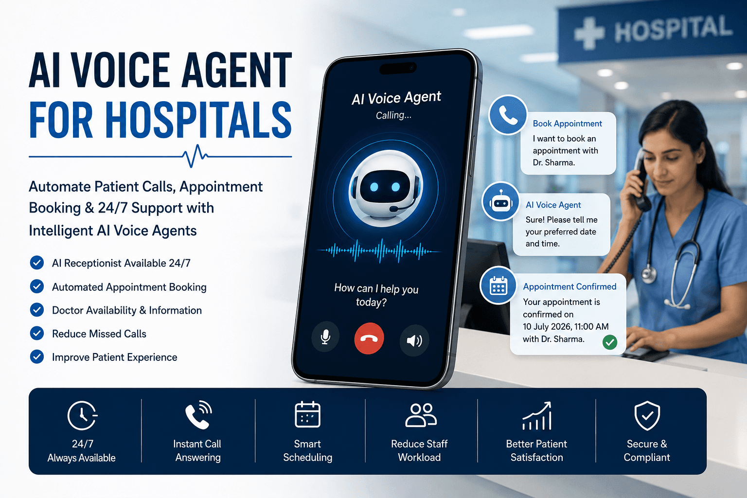 AI Voice Agent for Hospitals: Automate Appointment Booking & Patient Calls