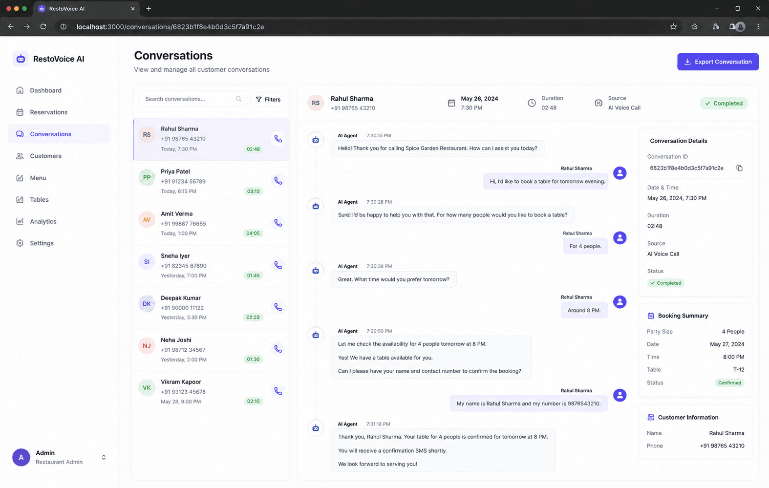 Restaurant AI Voice Agent
